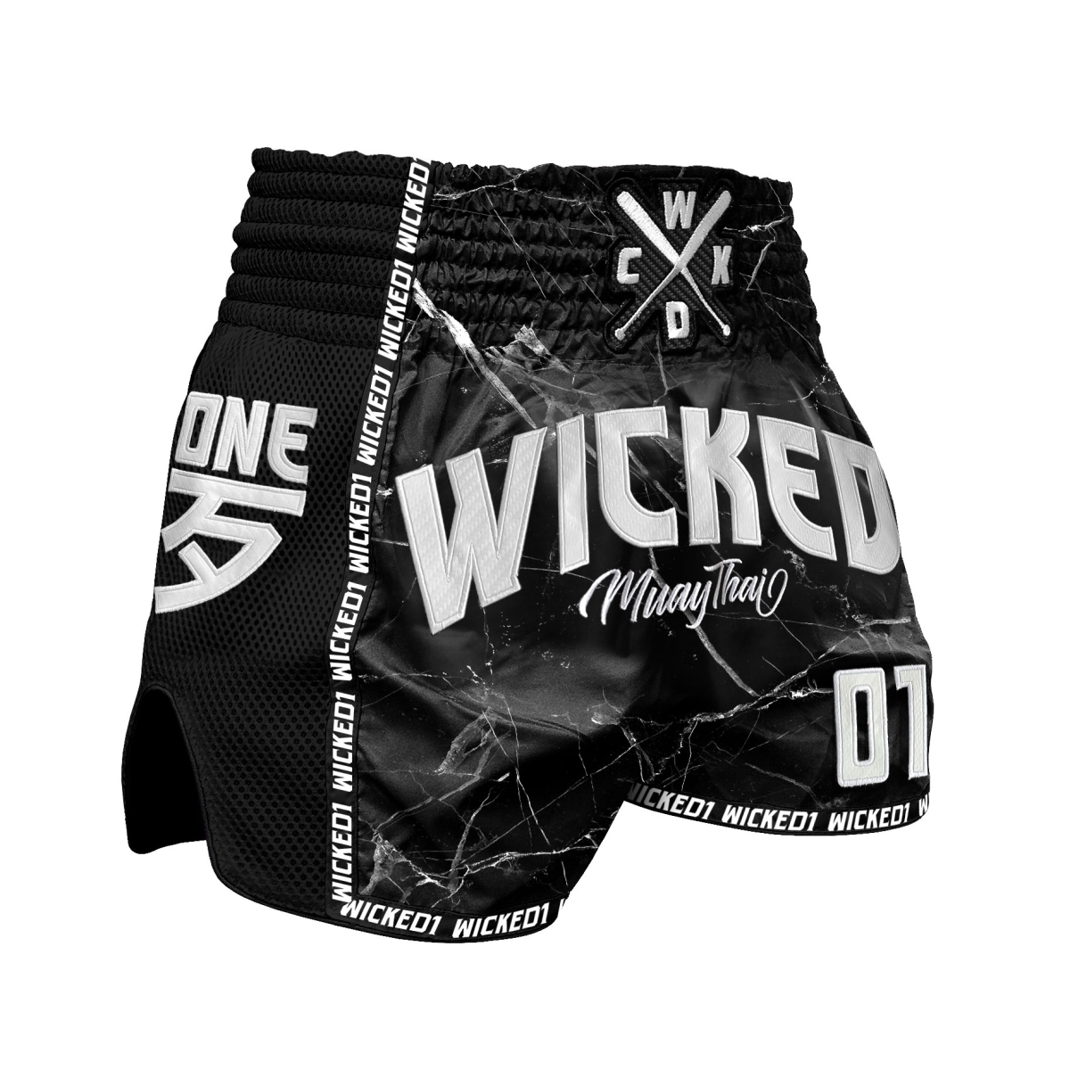 Wicked One Muay Thai Shorts "Broken" Black - Wicked One - Fightersport